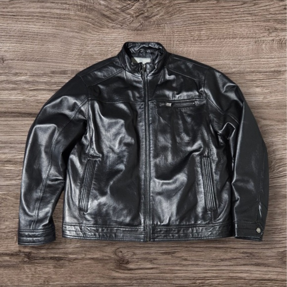 Vintage Boston Harbour Zeland Lamb Leather Bomber Jacket Mens XL 48 Bomber Biker